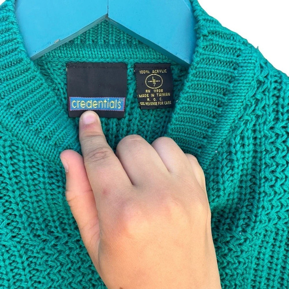 Vintage Credential teal boys crew neck sweater size 7 - Picture 2 of 3